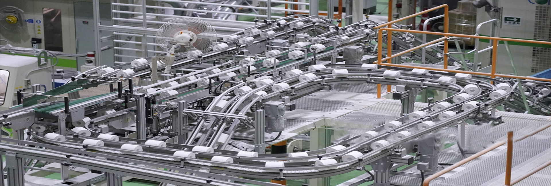 A modern toilet paper making machine in a factory